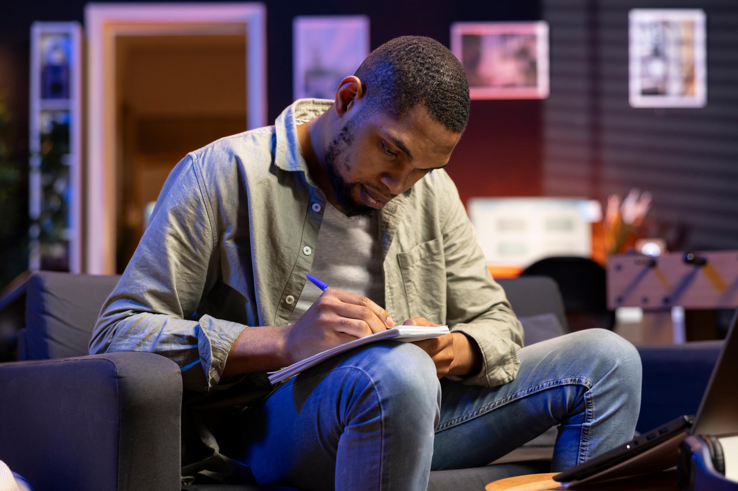 Person writing in a notebook